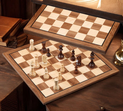 46cm Maple and Walnut Folding Chess Set - Official Staunton™ 