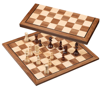 46cm Maple and Walnut Folding Chess Set - Official Staunton™ 