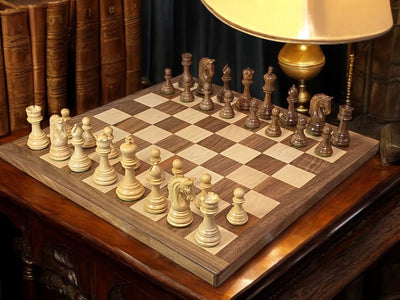 Imperial Acacia Chess Pieces, 20" Solid Wood Board, Mahogany Box - Official Staunton™ 