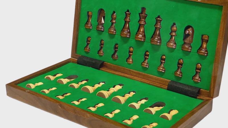 13 Inch Walnut and Maple Magnetic Chess Set