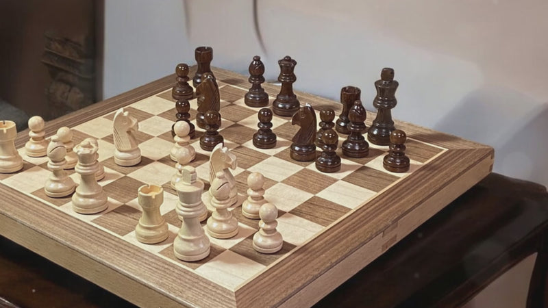 15" Walnut Folding Chess and Checkers Set