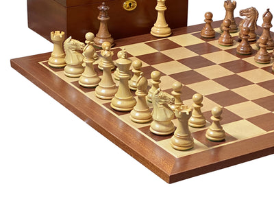 Queens Gambit Acacia Pieces 15.75" Mahogany Chessboard & Box - Official Staunton™ 