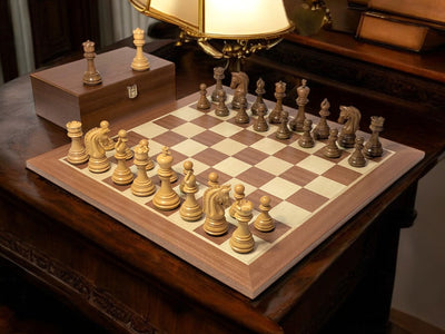 Imperial Acacia Mahogany Chess Set & Mahogany Box - Official Staunton™ 