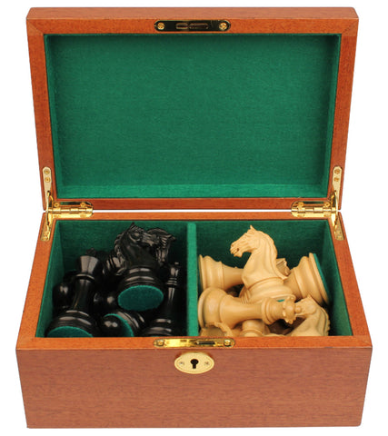 3.5" Supreme Staunton Black Chess Pieces & Mahogany Box - Official Staunton™