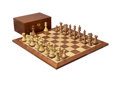 Queens Gambit Acacia Pieces 15.75" Mahogany Chessboard & Box - Official Staunton™ 