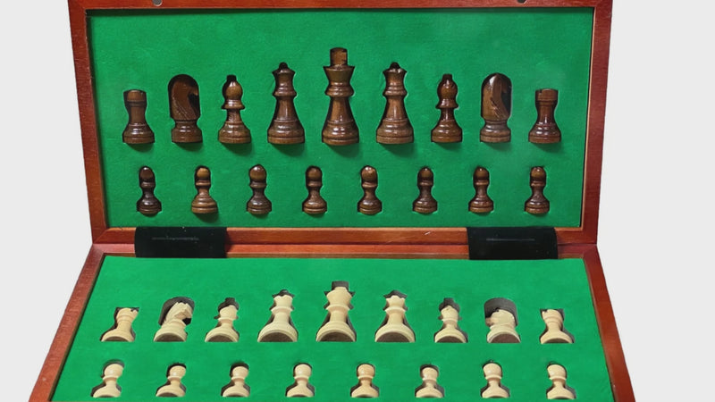 13 Inch Mahogany and Maple Magnetic Chess Set