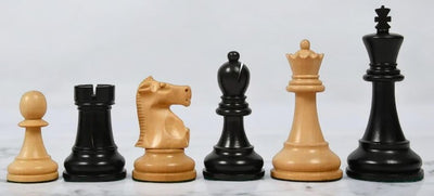 Fischer Black & Boxwood Chess Pieces - Official Staunton™ 