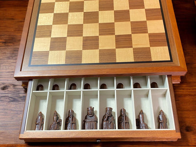 Isle of Lewis Mahogany Drawer Chess Set - Official Staunton™ 