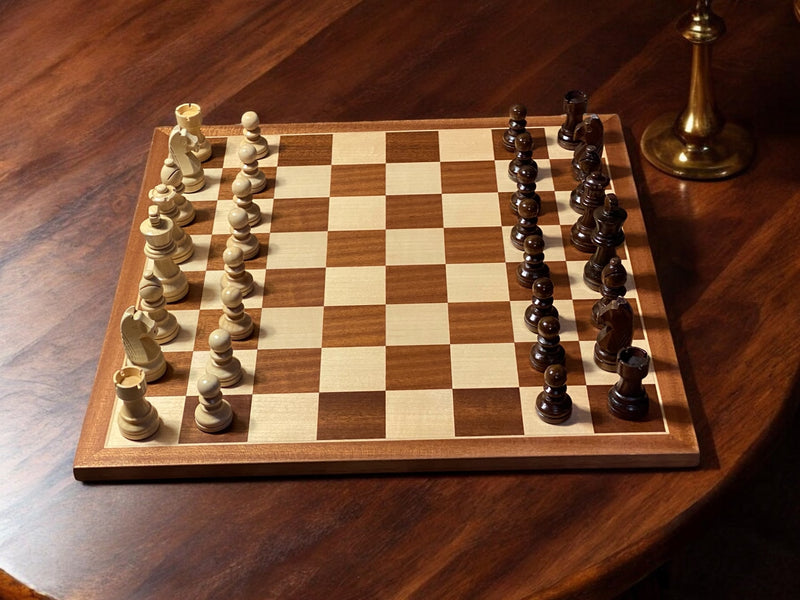 15.75" Economy Mahogany Classic Chess Set and Slide Lid Box - Official Staunton™ 