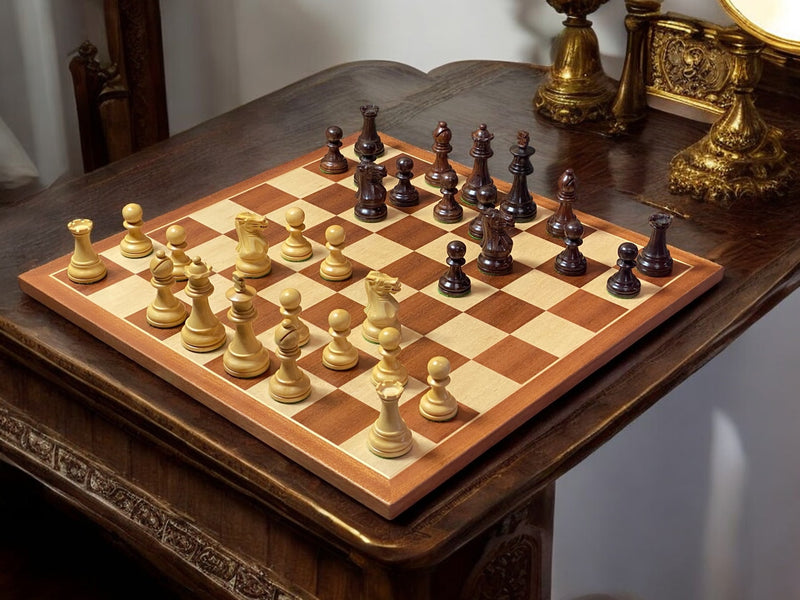 Spirit Rosewood Pieces, Mahogany Chess Set and Slide Lid Box - Official Staunton™ 