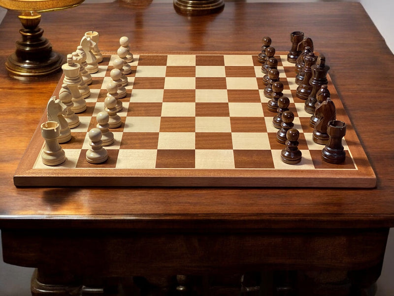 15.75" Economy Mahogany Classic Chess Set and Slide Lid Box - Official Staunton™ 