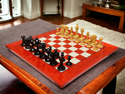 Mark Antony Chess Pieces & Italian Red Chess Board - Official Staunton™ 