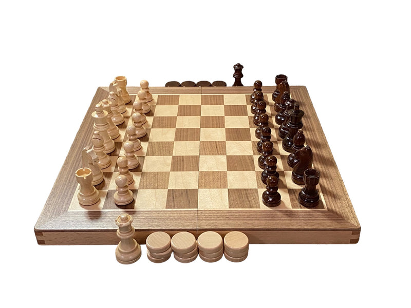 15" Walnut Folding Chess and Checkers Set - Official Staunton™ 