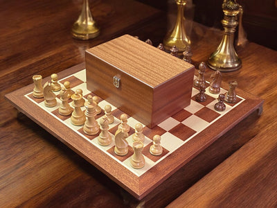 4" Classic Acacia Chess Pieces 19" Mahogany Board & Box - Official Staunton™ 