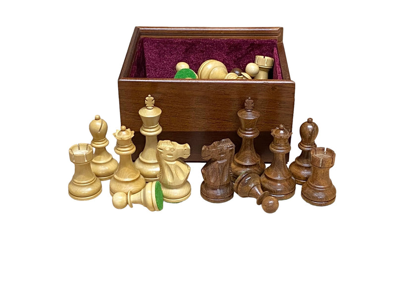 3.75 Inch Reykjavik Acacia and Boxwood Pieces & Slide Box - Official Staunton™ 