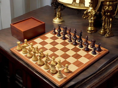 Spirit Rosewood Pieces, Mahogany Chess Set and Slide Lid Box - Official Staunton™ 