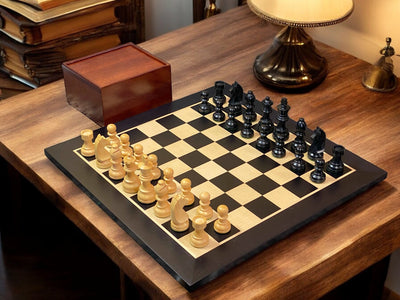 15.75" Classic Economy Anegre Chess Set & Slide Lid Box - Official Staunton™ 