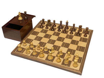 2.6" Zagreb Rosewood Walnut Chess Set & Slide Top Box - Official Staunton™ 