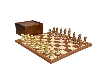 Compact British Acacia, Mahogany Chessboard & Slide Box - Official Staunton™ 