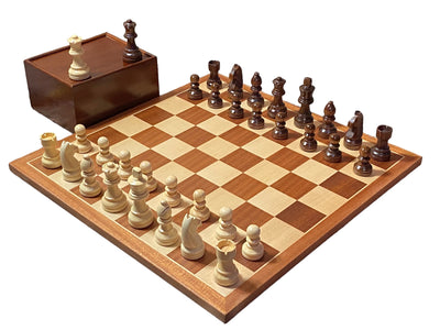 15.75" Economy Mahogany Classic Chess Set and Slide Lid Box - Official Staunton™ 