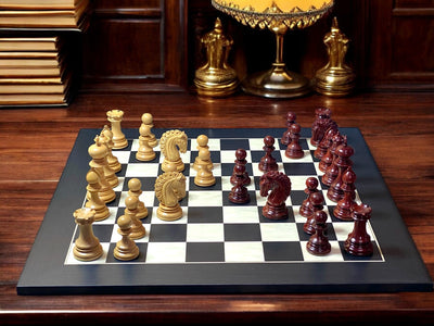 Appaloosa Redwood Chess Pieces , Deluxe Anegre Chessboard - Official Staunton™ 