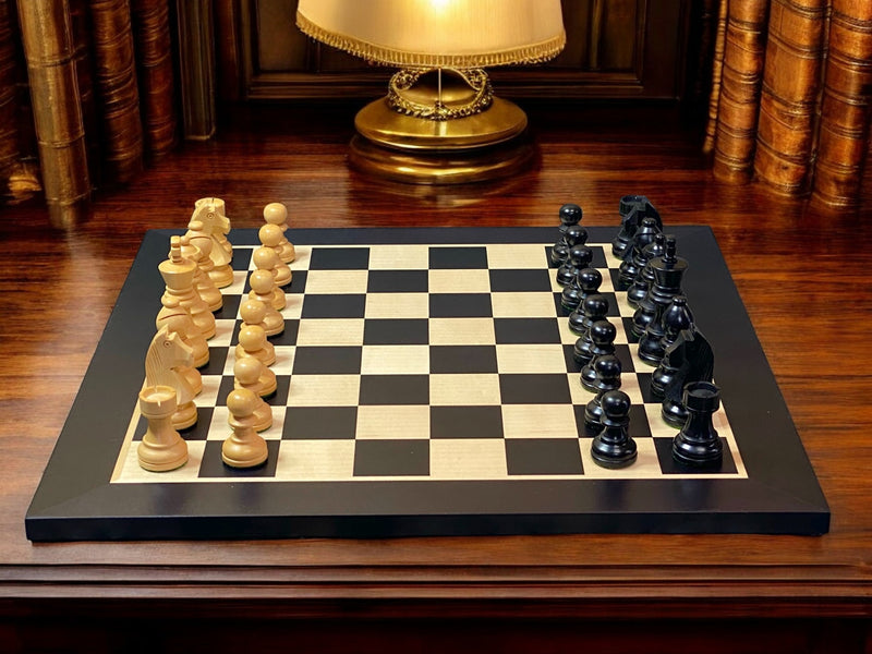 15.75" Classic Economy Anegre Chess Set & Slide Lid Box - Official Staunton™ 