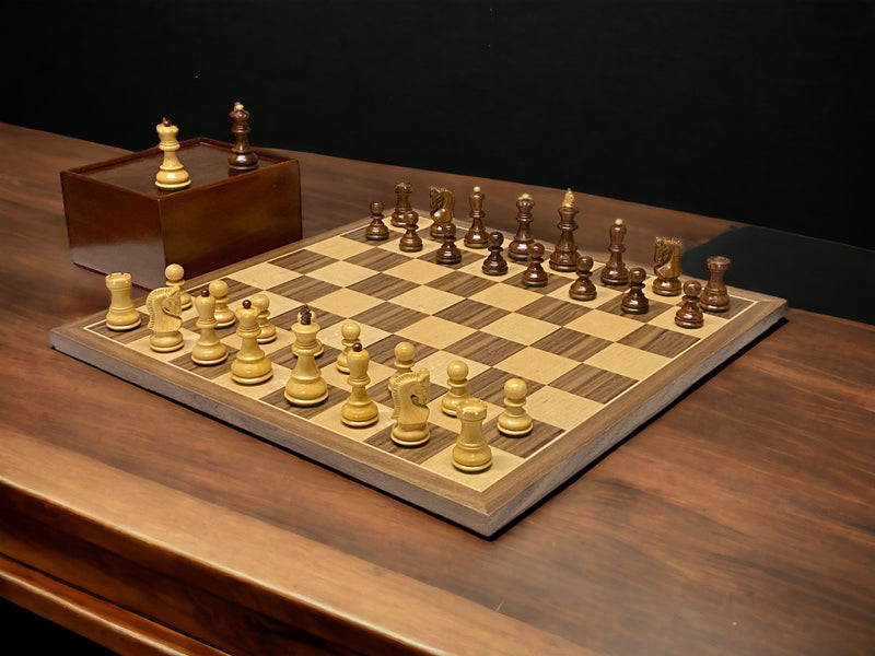 2.6" Zagreb Rosewood Walnut Chess Set & Slide Top Box - Official Staunton™ 