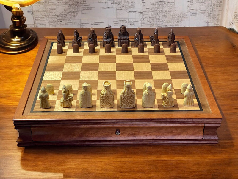 Isle of Lewis Mahogany Drawer Chess Set - Official Staunton™ 