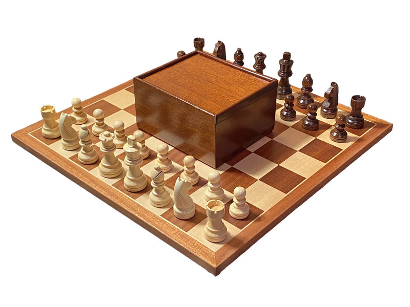 15.75" Economy Mahogany Classic Chess Set and Slide Lid Box - Official Staunton™ 