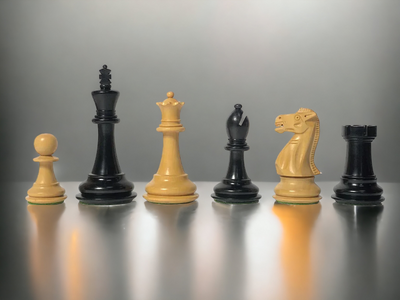 3.75" Old English Ebonised Chess Pieces - Official Staunton™ 