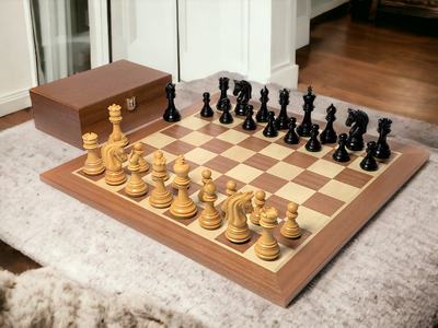 Imperial Ebonised Mahogany Chess Set & Sapele Box - Official Staunton™ 