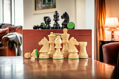 15:75 Inch Walnut Black Classic Wooden Chess Set & Box - Official Staunton™ 