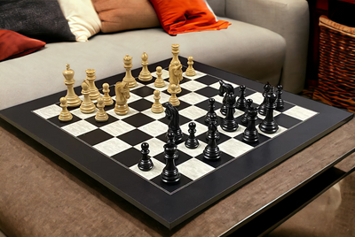 Imperial Anegre Chessmen & Birdseye Maple Deluxe Chess Board - Official Staunton™ 