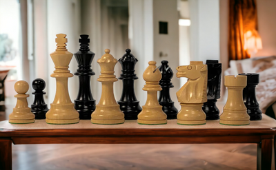 4" British Boxwood & Ebonised Chess Pieces - Official Staunton™ 