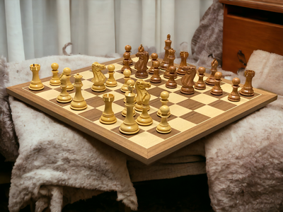 Collector Acacia Walnut Chess Set and Vinyl Box - Official Staunton™ 