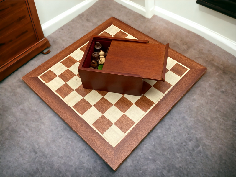 3" Acacia Classic Pieces 15.75" Mahogany Board & Slide Lid Box - Official Staunton™ 