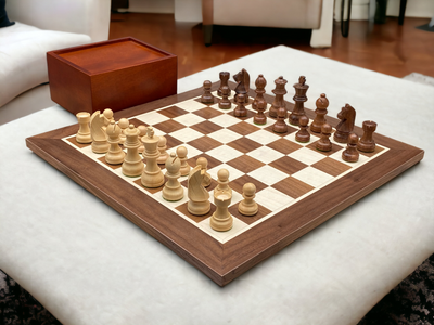 15.75" Walnut Chess Board, 3" Classic Acacia Pieces & Box - Official Staunton™ 