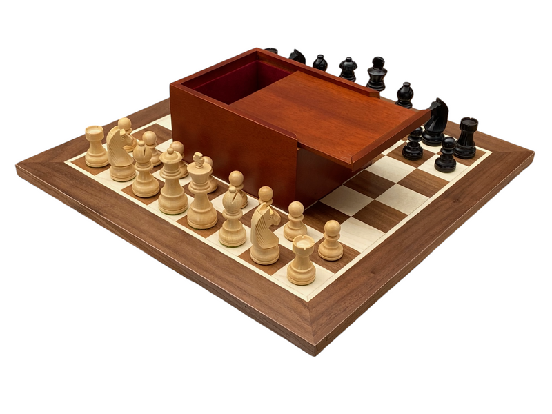 15:75 Inch Walnut Black Classic Wooden Chess Set & Box - Official Staunton™ 