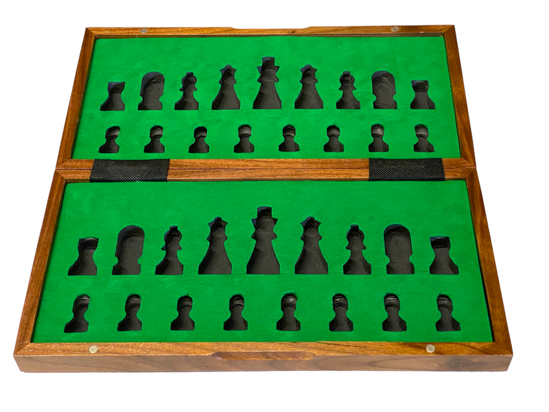 13 Inch Walnut and Maple Magnetic Chess Set - Official Staunton™ 