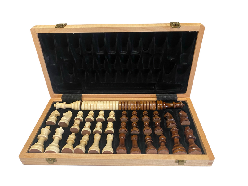 15" Walnut Folding Chess and Checkers Set - Official Staunton™ 