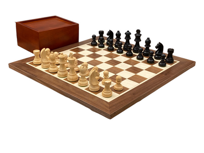 15:75 Inch Walnut Black Classic Wooden Chess Set & Box - Official Staunton™ 