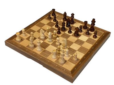 13 Inch Walnut and Maple Magnetic Chess Set - Official Staunton™ 